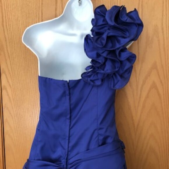 Glamorous Blue Vintage Junior Off Shoulder Formal Dress Prom Party 15-16 Large - Picture 6 of 14